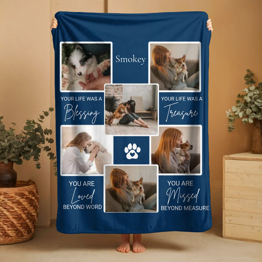 Collage Pet Photo With Quotes Blanket