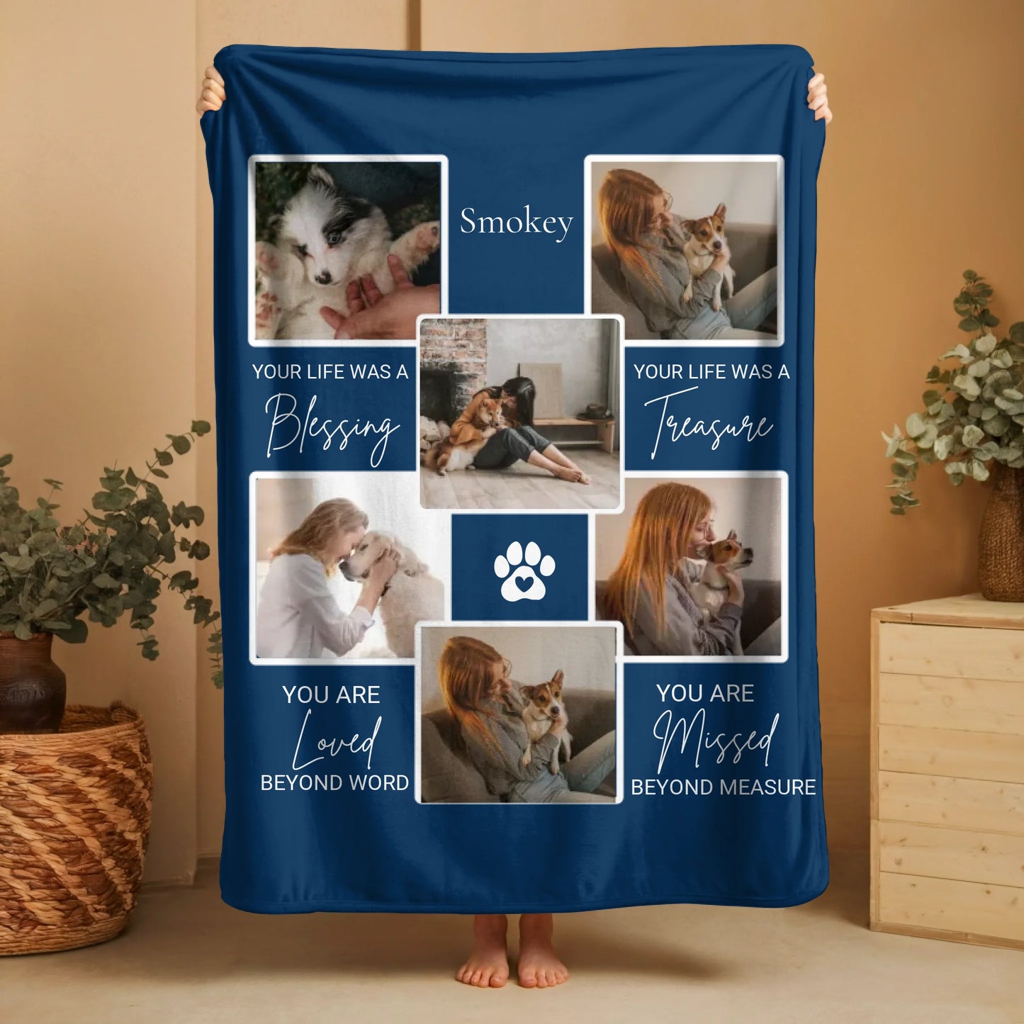 Collage Pet Photo With Quotes Blanket