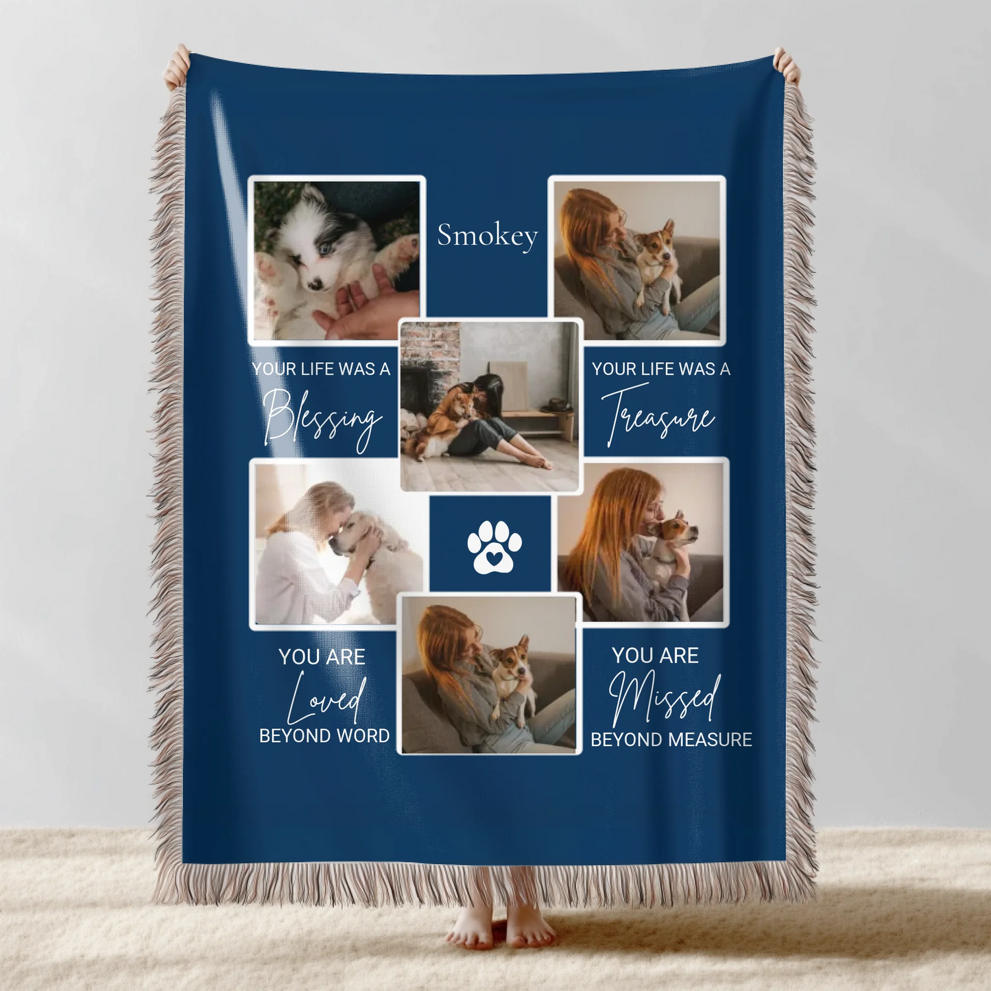 Collage Pet Photo With Quotes Blanket