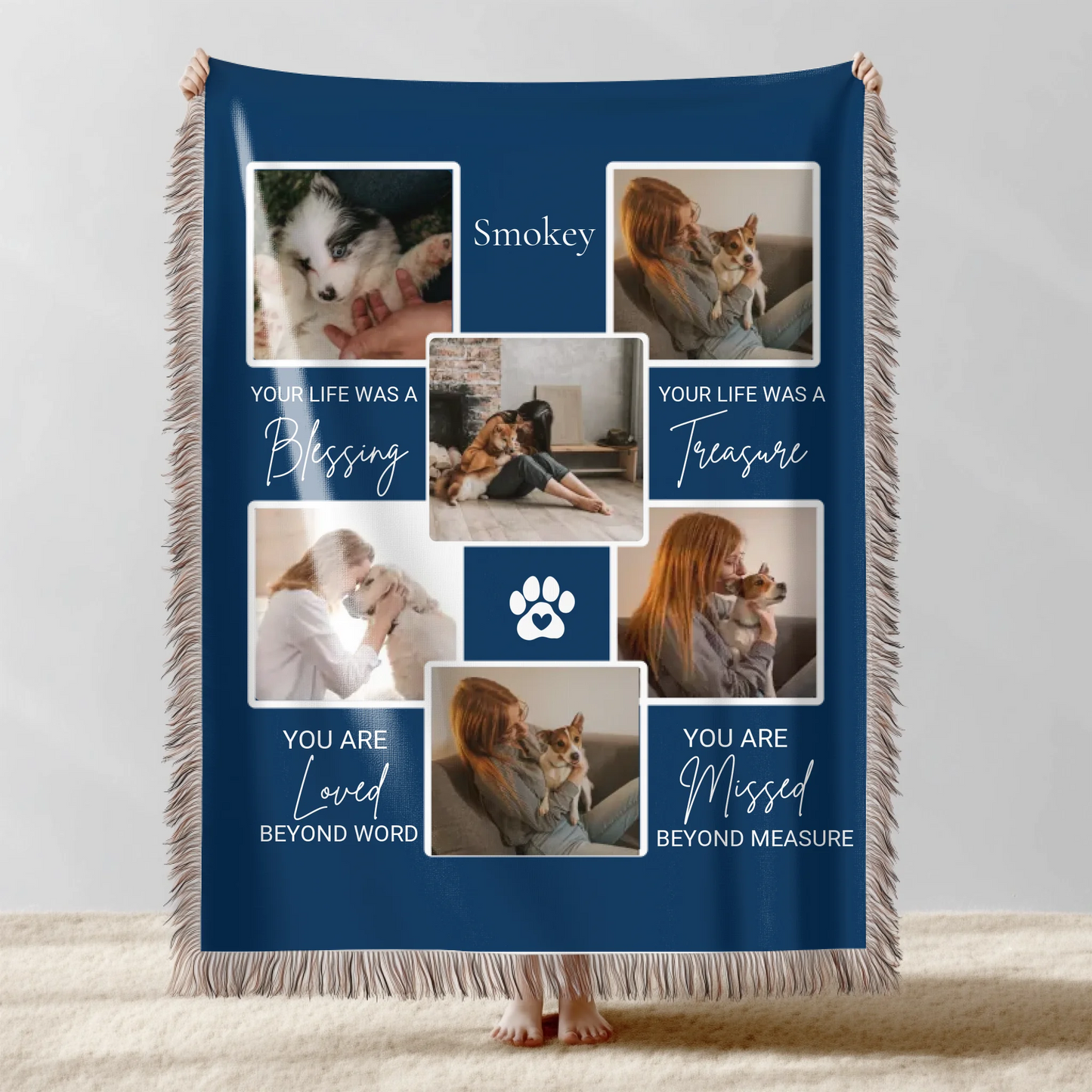 Collage Pet Photo With Quotes Blanket