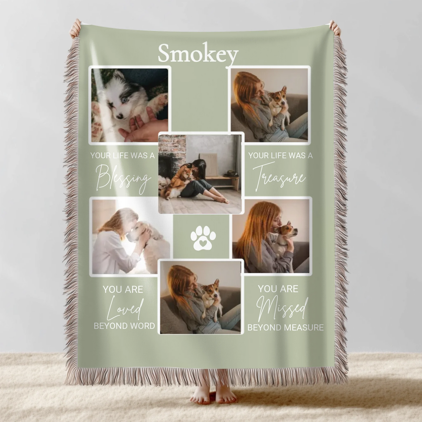 Memorial Collage Pet Photo Custom Blanket copy