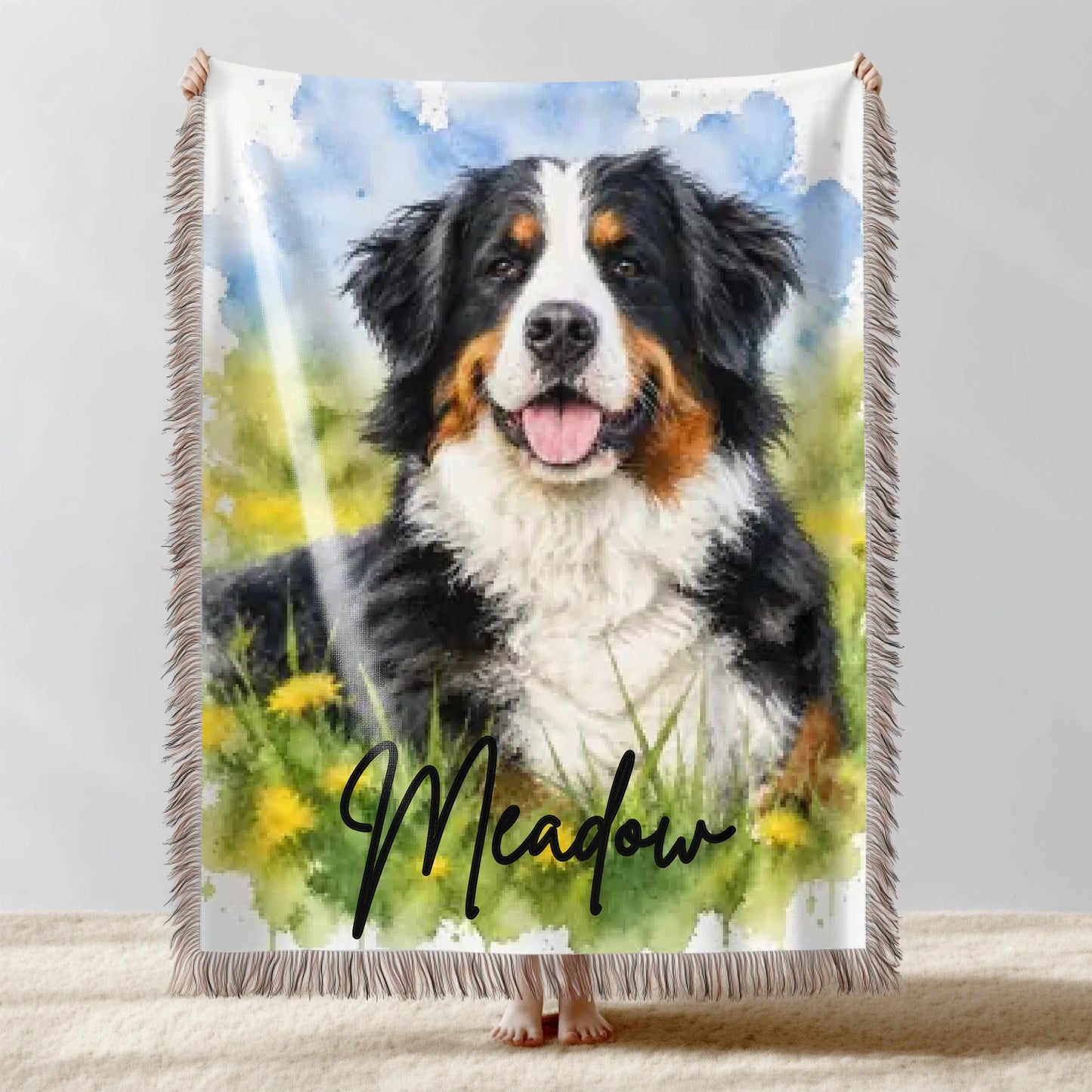 Custom Pet Blanket | Personalized Watercolor Woven Blanket – Pawsonalize