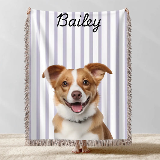 Pet Photo Personalized Blanket | Custom Woven Cotton Gift – Pawsonalize