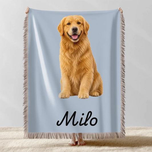 Custom Pet Photo Blanket | Personalized Woven Cotton Blanket – Pawsonalize