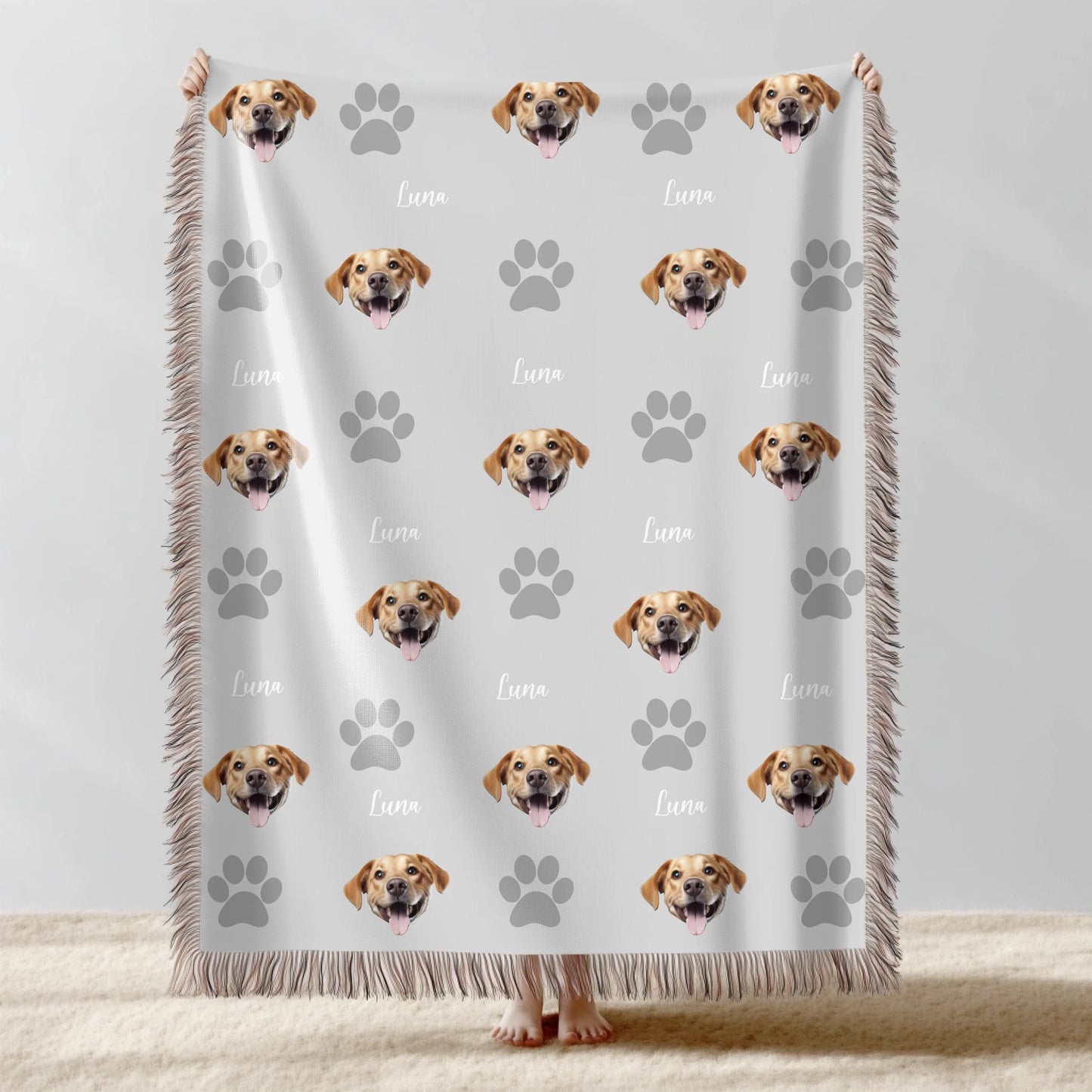 Custom Pet Face & Name Blanket | Personalized Dog & Cat Photo Gift – Pawsonalize
