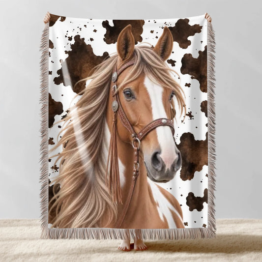 Personalized Horse Woven Blanket – Custom Horse Photo Throw, Equestrian Gift