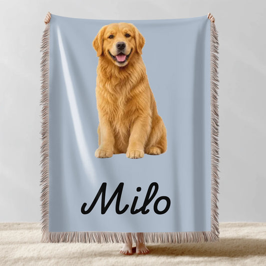 Custom Pet Photo Blanket | Personalized Woven Cotton Blanket – Pawsonalize