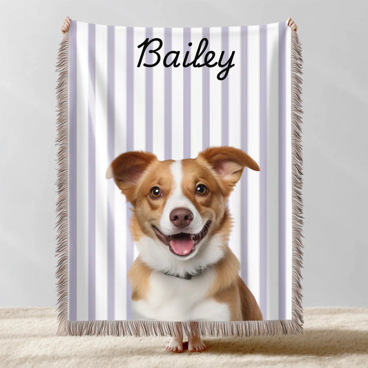 Pet Photo Personalized Blanket | Custom Woven Cotton Blanket Gift – Pawsonalize