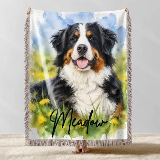 Custom Pet Blanket | Personalized Watercolor Woven Blanket – Pawsonalize