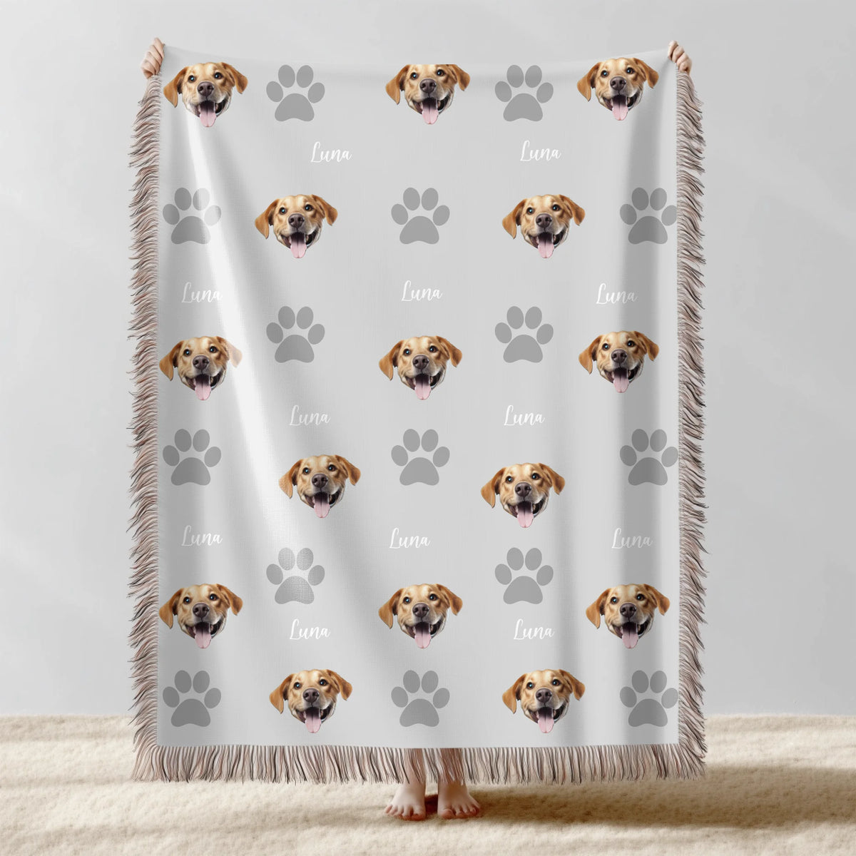 Custom Pet Face & Name Blanket | Personalized Dog & Cat Photo Woven Blanket Gift – Pawsonalize