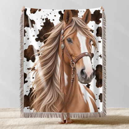 Personalized Horse Woven Blanket – Custom Horse Photo Throw, Equestrian Gift